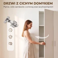 HOMCOM Dulap cu Rafturi Reglabile și Uși cu Închidere Lentă pentru Dormitor, Alb(m-6)