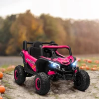 AIYAPLAY 12V Elektroauto für Kinder, Fernbedienungsfunktion, Gurt, Hupe, LED-Lichter, USB-Port, für 3-5 Jahre, Rosa(m-10)
