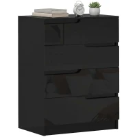HOMCOM Comodă 4 Sertare, Modernă și Minimalistă, din PAL,60x40x85 cm, Negru Lucios(m-10)