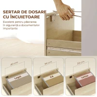 HOMCOM Birou cu Raft și Sertar cu Încuietoare și 2 Chei, Format A4, Letter, Legal, Birou Compact, 126 x 50 x 109 cm, Alb(m-5)
