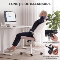 HOMCOM Scaun de Birou Ergonomic cu Brațe Rabatabile și Înălțime Reglabilă, Mesh Respirabil,  60,5x54x99 cm, Roz(m-6)