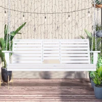 Outsunny Hängebank mit Klapptisch und Becherhaltern Naturholz 150 x 75 x 53cm(m-2)