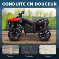 AIYAPLAY Quad électrique enfant 6V, voiture électrique enfants ATV, musique et phares LED, pour 18-56 mois, 70x42x45cm, rouge(m-5)