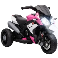 HOMCOM Motocicletă Electrică, 6 V, cu 3 Roți, pentru Copii de 3-5 Ani, Roz(m-11)