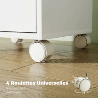HOMCOM Caisson de Bureau Mobile avec 6 Tiroirs Silencieux, Caisson de Rangement sur Roulettes,  40 x 35 x 63 cm, Blanc(m-6)
