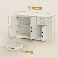 HOMCOM Mobilier Bucătărie cu 2 Sertare și 3 Dulapuri, Polițe Reglabile, 120 x 38 x 79 cm, Crem(m-3)