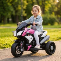 HOMCOM Motocicletă Electrică, 6 V, cu 3 Roți, pentru Copii de 3-5 Ani, Roz(m-9)
