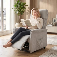 HOMCOM Fotoliu Electric cu Ridicare și Reclinare din Chenille cu Spătar Înalt, Telecomandă, Gri Deschis(m-9)