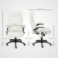 Vinsetto Scaun de Birou Reclinabil cu Masaj, Înălțime Reglabilă, Telecomandă, Textil cu Aspect de In, Crem(m-3)