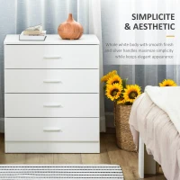 HOMCOM Chest of Drawers, 4 Drawers Storage Cabinet with Metal Rails, Anti-Tip for Playroom, Nursery Room, Hallway, etc(m-7)