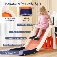 AIYAPLAY Tobogan copii 5 în 1 cu coș de baschet, scăriță, telescop și spațiu de depozitare, 1-3 ani, albastru închis(m-5)