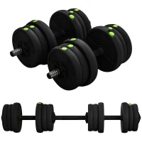 SPORTNOW Haltères 2 en 1 réglables, haltères libres avec poignées antidérapantes, 20 KG - Barres incluses(m-12)