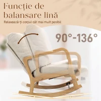 HOMCOM Balansoar din Catifea Fină cu Suport Picioare, Spătar Reclinabil, Stil Scandinav, Crem(m-5)
