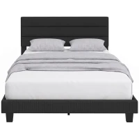 HOMCOM Cadru de Pat Dublu cu Lamele, 160x200cm, Negru(m-11)