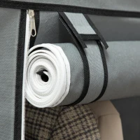 HOMCOM Dulap Economisire Spațiu cu Bază Înalțată, 8 Rafturi și 2 Bare, din Material Netesut și Oțel, Gri Deschis(m-8)