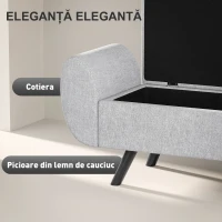 HOMCOM Bancă pentru Depozitare la Capătul Patului cu Brațe, Tapițerie din Material Textil, Picioare din Lemn și Capacitate de 53,8L, 132x42x50 cm, Gri(m-4)