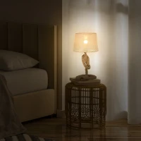HOMCOM Nautical Style Table Lamp with Fabric Lampshade Metal Frame Power Switch, 48cm Home Desk Lamp Bedroom Living Room Study E27 Base, Beige(m-10)