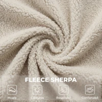 HOMCOM Fotoliu Balansoar din Sherpa cu Taburet, Buzunare Laterale, Șezut Gros, Design Matlasat, Crem(m-6)