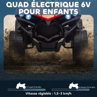 AIYAPLAY Quad électrique enfant 6V, voiture électrique enfants ATV, musique et phares LED, pour 18-56 mois, 70x42x45cm, rouge(m-4)