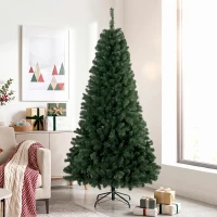 HOMCOM Árbol de Navidad Artificial 200 cm con 1000 Ramas Base Plegable Diseño por Secciones Fácil de Montar Verde(m-10)
