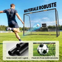 SPORTNOW Poartă de Fotbal Cu Plasă Și Căptușeală din Epe, Negru și Galben(m-4)