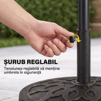 Outsunny Bază rotundă pentru umbrelă, pentru stâlpi de Ø38 și Ø48 mm, din rășină și oțel, Ø45 cm, bronz(m-6)
