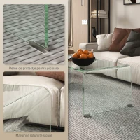 HOMCOM Masă Modernă din Sticlă Securizată pentru Living cu Design dintr-o Singură Piesă, 100x50x35 cm, Transparentă(m-5)