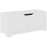 HOMCOM Bancă de Depozitare cu cu 2 Balamale de Siguranță 100 cm, PAL, Alb(m-12)