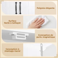 HOMCOM Armoire Haute Murale de Salle de Bain ou WC Placard 2 Portes 2 étagères Niche dim. 60L x 20l x 58H cm MDF Panneaux Particules Blanc(m-6)