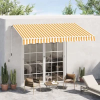 Outsunny Toldo Manual Retrátil 350x250 cm Toldo Exterior para Terraço com Ângulo Ajustável Braço Articulado Montagem à Parede Estrutura de Alumínio Anti-UV e Impermeável para Jardim Laranja(m-8)