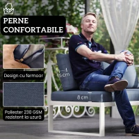 Outsunny Set Mobilier de Grădină cu Fotoliu Rabatabil, 2 Canapele cu Perne și Măsuță, Gri(m-6)