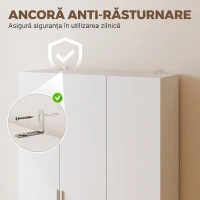 HOMCOM Dulap cu Rafturi Reglabile și Uși cu Închidere Lentă pentru Dormitor, Alb(m-7)