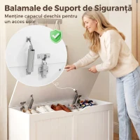 HOMCOM Bancă de Depozitare cu cu 2 Balamale de Siguranță 100 cm, PAL, Alb(m-5)