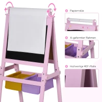 AIRPLAY Kinder Staffelei, 3-in-1 Kindertafel Doppelseitige Whiteboard und Tafel mit 2 abnehmbaren Aufbewahrungskörben Standtafel für Kinder Jungen & Mädchen ab 3 Jahre(m-6)