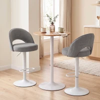 HOMCOM 2er-Set Barhocker, höhenverstellbare Barstühle, gepolsterte Chenille-Sitzfläche, 360° drehbar, Grau(m-4)