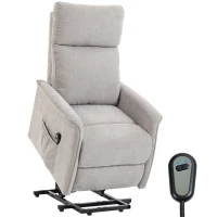 HOMCOM Fotoliu Electric cu Ridicare și Reclinare din Chenille cu Spătar Înalt, Telecomandă, Gri Deschis(m-11)