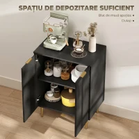 HOMCOM Comodă Modernă cu 2 Uși și Raft Reglabil, Bufet pentru Bucătărie și Living cu Picioare din Metal, Negru(m-4)