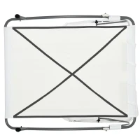 Outsunny Sonnenliege rollbar Campingliege mit Kopfkissen, Dach UV-beständig und wasserabweisend Gartenliege Liegestuhl bis 220kg belastbar für Balkon, Garten, Cremeweiß(m-8)