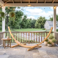 Outsunny Support pied de hamac structure robuste en bois de pin charge max. 120 Kg dim. 325L x 120l x 118H cm bois naturel(m-2)
