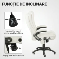 Vinsetto Scaun de Birou Reclinabil cu Masaj, Înălțime Reglabilă, Telecomandă, Textil cu Aspect de In, Crem(m-6)