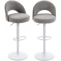HOMCOM 2er-Set Barhocker, höhenverstellbare Barstühle, gepolsterte Chenille-Sitzfläche, 360° drehbar, Grau(m-7)