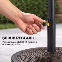 Outsunny Baza pentru Umbrela din Ciment si Plastic de 14kg, Postament pentru Umbrela de Gradina cu Efect Ratan, Bronz(m-6)