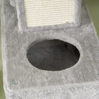 PawHut Ansamblu de Zgâriat pentru Pisici, 206 cm, cu Stâlpi din Sisal, Căsuțe și Hamace, Gri Închis(m-8)