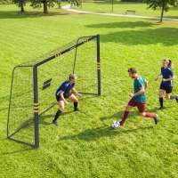 SPORTNOW Poartă de Fotbal Cu Plasă Și Căptușeală din Epe, Negru și Galben(m-7)
