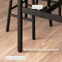 HOMCOM Conjunto Mesa Alta de Cocina con 2 Taburetes Marco de Acero Estilo Industrial Mesa Alta para Comedor Marrón Rústico(m-6)