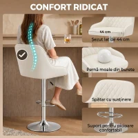 HOMCOM Set 2 Scaune de Bar Rotative și Reglabile pentru Bucătărie, Metal, Alb(m-4)