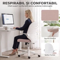 HOMCOM Scaun de Birou Ergonomic cu Brațe Rabatabile și Înălțime Reglabilă, Mesh Respirabil,  60,5x54x99 cm, Roz(m-4)