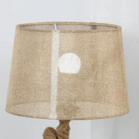 HOMCOM Nautical Style Table Lamp with Fabric Lampshade Metal Frame Power Switch, 48cm Home Desk Lamp Bedroom Living Room Study E27 Base, Beige(m-8)