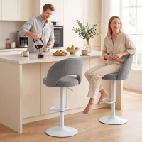 HOMCOM 2er-Set Barhocker, höhenverstellbare Barstühle, gepolsterte Chenille-Sitzfläche, 360° drehbar, Grau(m-6)