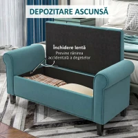 HOMCOM Bancă pentru Capătul Patului din Material Catifelat cu Compartiment de Depozitare și Mânere, 126x48.5x57 cm, Verde(m-4)